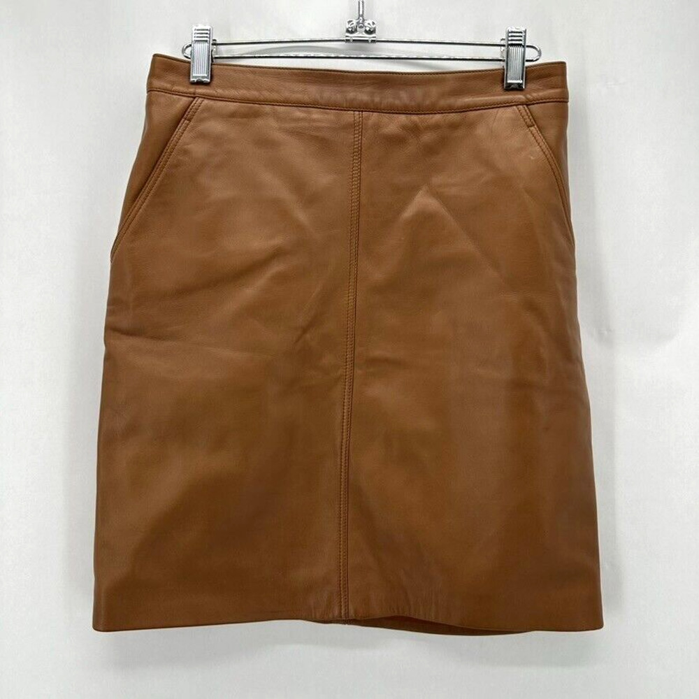 Vintage Gianni Versace It 38 US 4 Pencil Skirt Mini Brown Leather Designer Glam